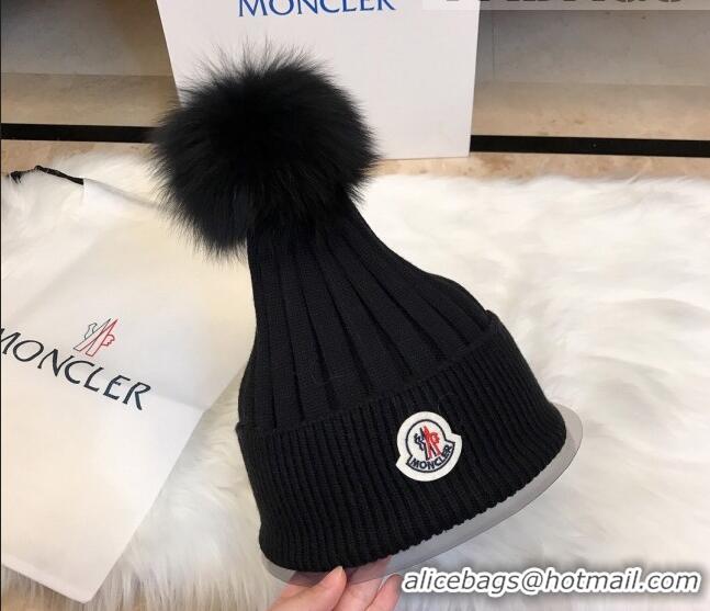 Stylish Cheap Moncler Wool Knit Hat 110540 Black 2021