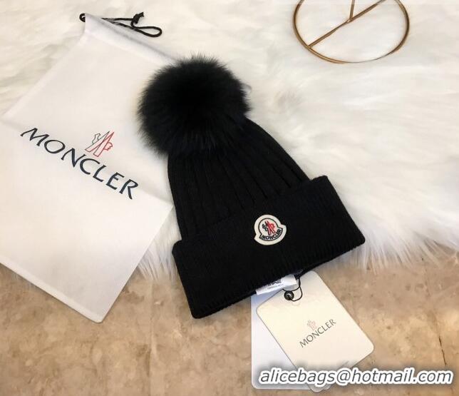 Stylish Cheap Moncler Wool Knit Hat 110540 Black 2021