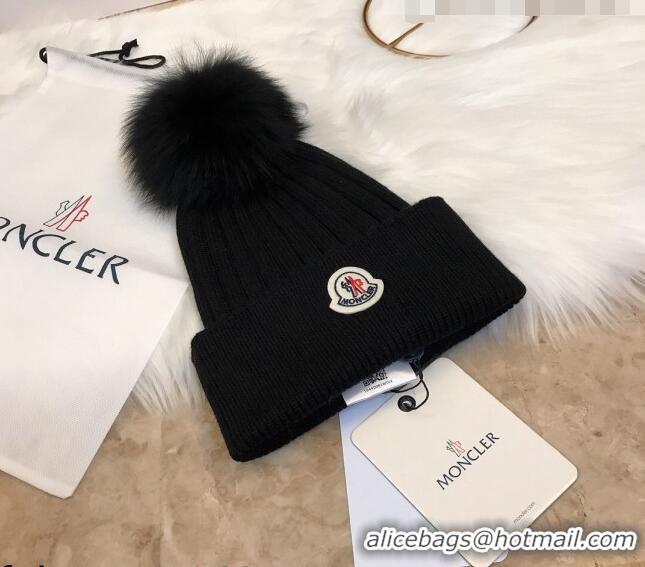 Stylish Cheap Moncler Wool Knit Hat 110540 Black 2021