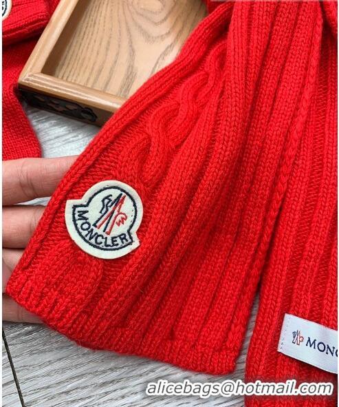 Fashion Discount Moncler Scarf, Hat and Gloves Three-piece Suit M3053 Red 2021