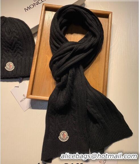 New Fashion Moncler Knit Hat and Scarf Set 0923 Black 2022