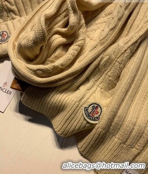 Discount Moncler Knit Hat and Scarf Set 0923 Beige 2022