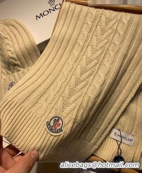 Discount Moncler Knit Hat and Scarf Set 0923 Beige 2022