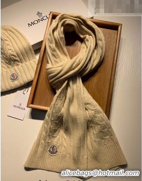 Discount Moncler Knit Hat and Scarf Set 0923 Beige 2022