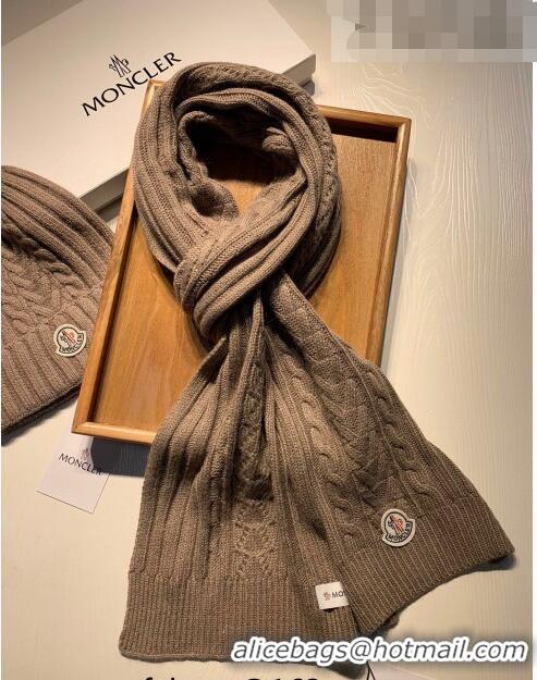 Inexpensive Moncler Knit Hat and Scarf Set 0923 Khaki 2022