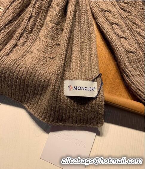 Inexpensive Moncler Knit Hat and Scarf Set 0923 Khaki 2022