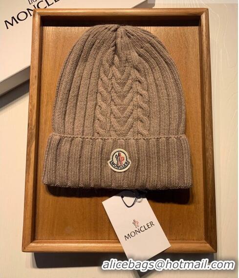 Inexpensive Moncler Knit Hat and Scarf Set 0923 Khaki 2022