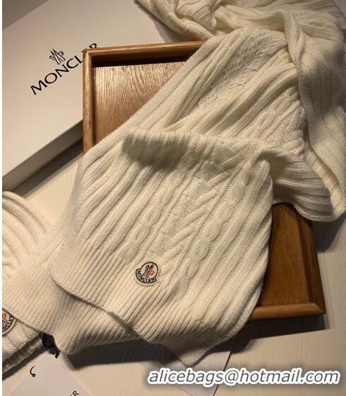 Luxury Classic Moncler Knit Hat and Scarf Set 0923 White 2022