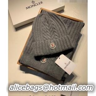 Cheapest Moncler Knit Hat and Scarf Set 0923 Dark Grey 2022