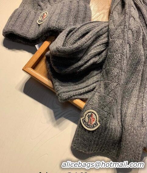 Cheapest Moncler Knit Hat and Scarf Set 0923 Dark Grey 2022