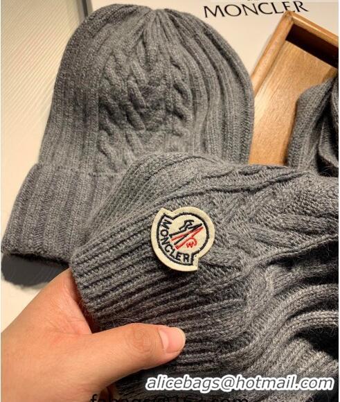 Cheapest Moncler Knit Hat and Scarf Set 0923 Dark Grey 2022