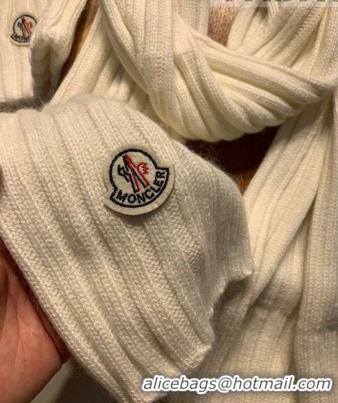 Market Sells Moncler Wool Knit Hat and Scarf Set 092379 White 2022