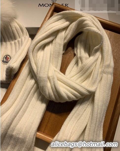 Market Sells Moncler Wool Knit Hat and Scarf Set 092379 White 2022