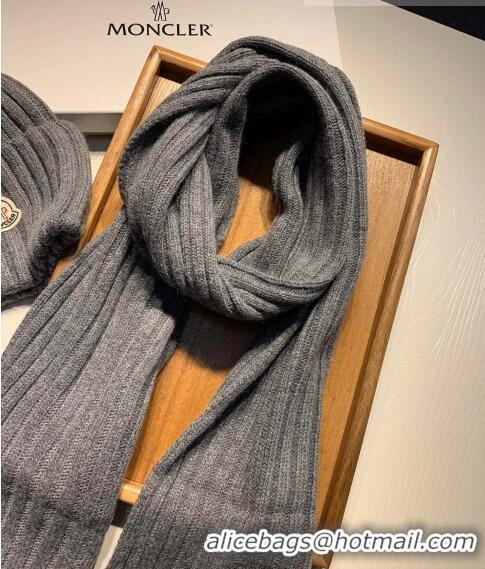 Hot Style Moncler Wool Knit Hat and Scarf Set 092379 Grey 2022