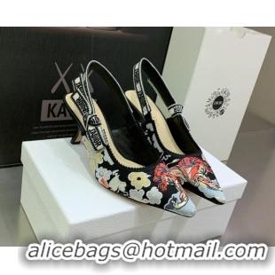 Stylish Dior J'Adior Slingback Pumps 6.5cm with Toile de Jouy Pop and Pearls 080966