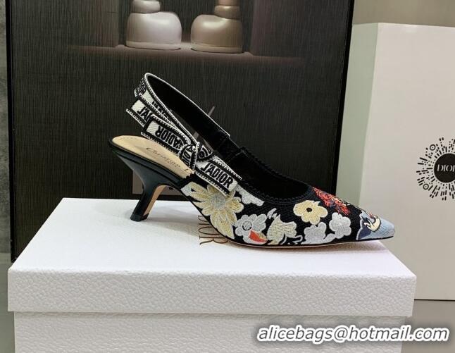 Stylish Dior J'Adior Slingback Pumps 6.5cm with Toile de Jouy Pop and Pearls 080966