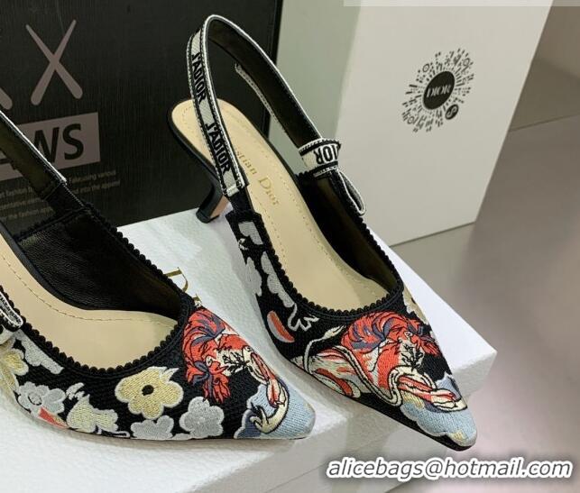 Stylish Dior J'Adior Slingback Pumps 6.5cm with Toile de Jouy Pop and Pearls 080966