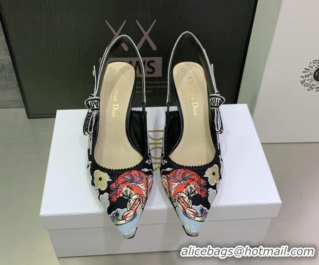 Stylish Dior J'Adior Slingback Pumps 6.5cm with Toile de Jouy Pop and Pearls 080966