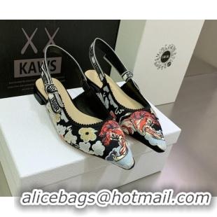 Luxury Discount Dior J'Adior Slingback Ballerina Flat with Toile de Jouy Pop and Pearls 080967