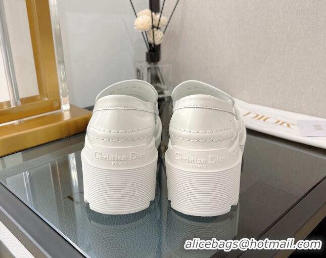 Shop Duplicate Dior Code Loafers in White Brushed Calfskin 080968