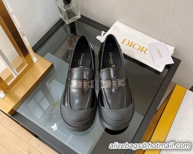 Cheap Price Dior Code Loafers in Black Brushed Calfskin 080969