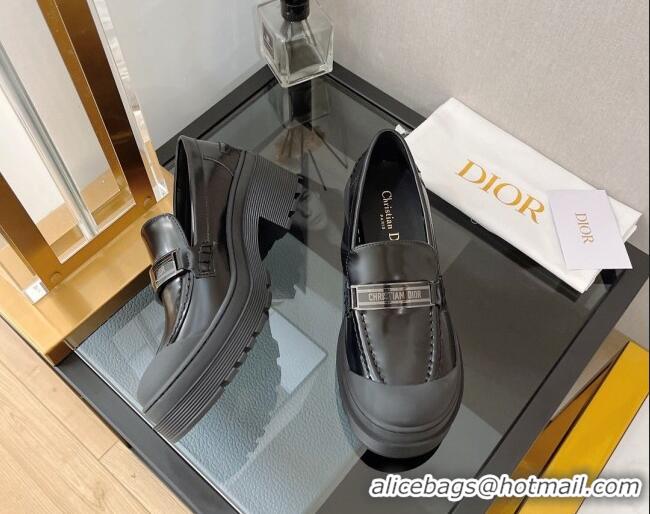 Cheap Price Dior Code Loafers in Black Brushed Calfskin 080969