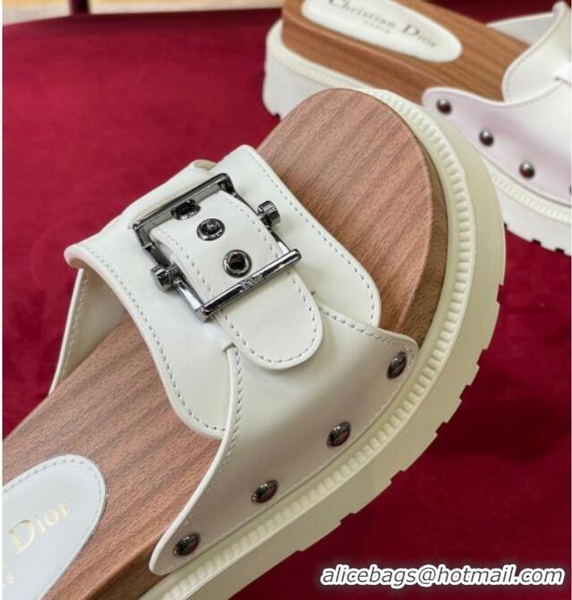 Low Price Dior Diorquake Strap Calfskin Slide Sandals Optic White 081295