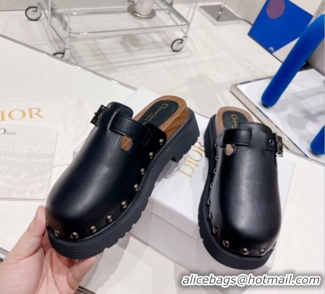 Top Design Dior Diorquake Clog Mules in Black Calfskin 082536