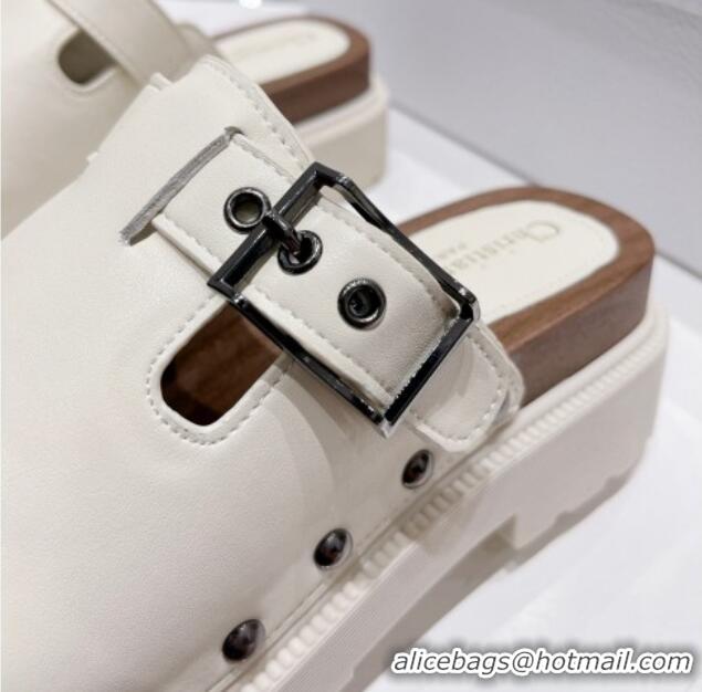 Lower Price Dior Diorquake Clog Mules in White Calfskin 082537