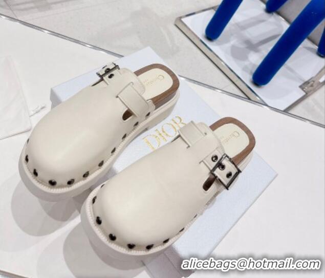 Lower Price Dior Diorquake Clog Mules in White Calfskin 082537