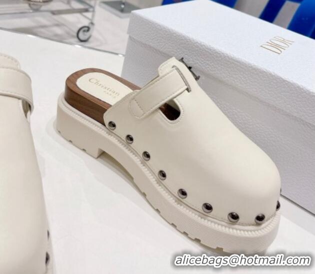 Lower Price Dior Diorquake Clog Mules in White Calfskin 082537