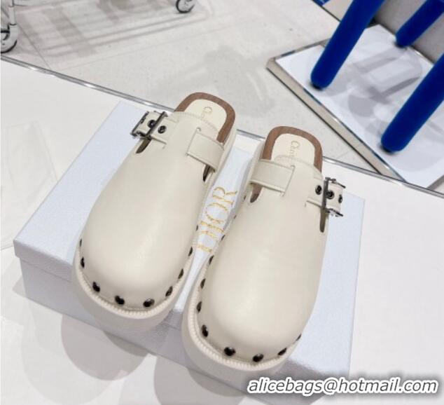 Lower Price Dior Diorquake Clog Mules in White Calfskin 082537