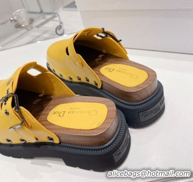 Luxurious Dior Diorquake Clog Mules in Yellow Calfskin 082538