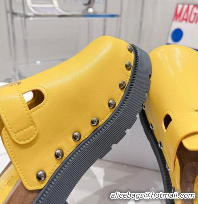 Luxurious Dior Diorquake Clog Mules in Yellow Calfskin 082538