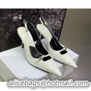 Leisure Dior J'adior Slingback Medium Heel Pumps 7.5cm in Patent Leather White 082546