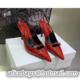 Grade Quality Dior J'adior Slingback Medium Heel Pumps 7.5cm in Patent Leather Red 082547