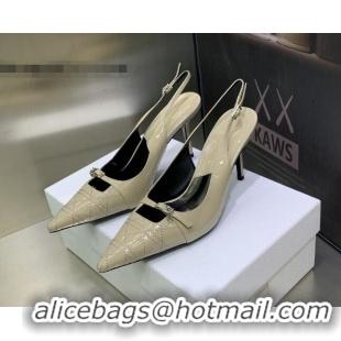 Durable Dior J'adior Slingback Medium Heel Pumps 7.5cm in Patent Leather Beige 082548