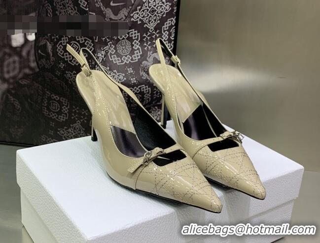 Durable Dior J'adior Slingback Medium Heel Pumps 7.5cm in Patent Leather Beige 082548