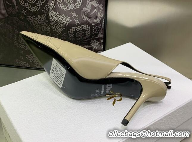 Durable Dior J'adior Slingback Medium Heel Pumps 7.5cm in Patent Leather Beige 082548