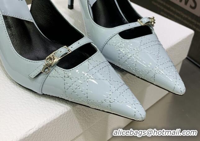 Purchase Dior J'adior Slingback Medium Heel Pumps 7.5cm in Patent Leather Light Blue 082549