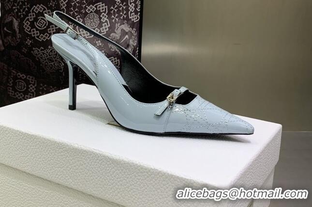 Purchase Dior J'adior Slingback Medium Heel Pumps 7.5cm in Patent Leather Light Blue 082549