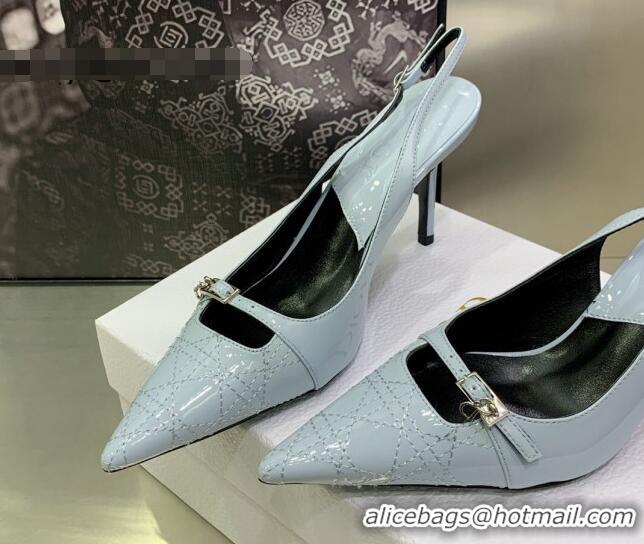 Purchase Dior J'adior Slingback Medium Heel Pumps 7.5cm in Patent Leather Light Blue 082549