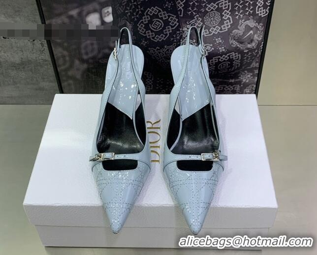 Purchase Dior J'adior Slingback Medium Heel Pumps 7.5cm in Patent Leather Light Blue 082549