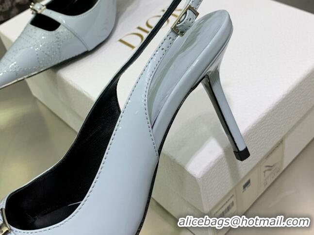 Purchase Dior J'adior Slingback Medium Heel Pumps 7.5cm in Patent Leather Light Blue 082549