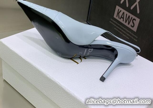 Purchase Dior J'adior Slingback Medium Heel Pumps 7.5cm in Patent Leather Light Blue 082549