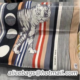 Most Popular Hermes Tiger Bayadere Cashmere Blanket 135x170cm HB2301 Camel 2022