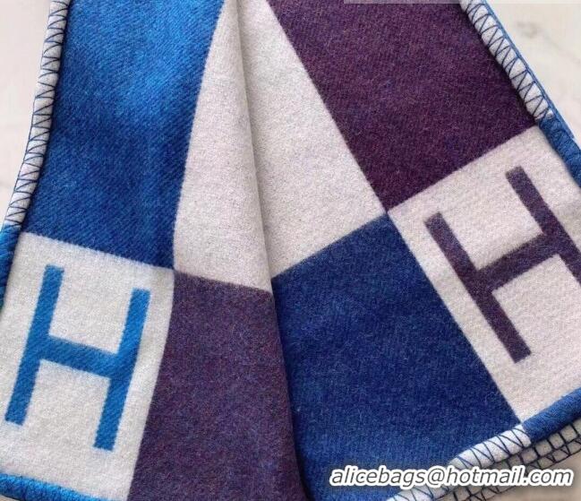 Well Crafted Hermes Avalon Throw Wool Cashmere Blanket 140x170cm 0923 Blue 2022