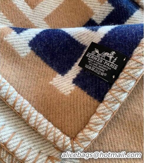 Good Product Hermes Avalon Throw Wool Cashmere Blanket 135x170cm 0923 Brown/Blue 2022