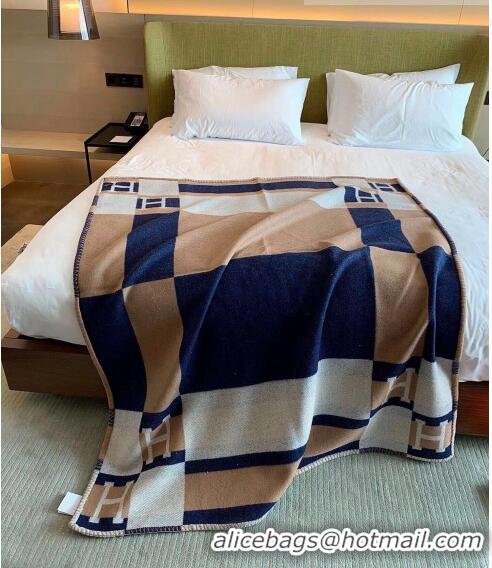 Good Product Hermes Avalon Throw Wool Cashmere Blanket 135x170cm 0923 Brown/Blue 2022