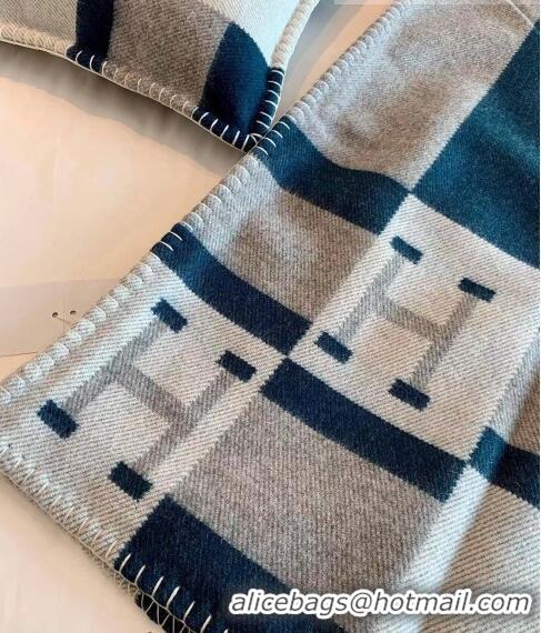 Unique Style Hermes Avalon Throw Wool Cashmere Blanket 135x170cm 0923 Blue/Grey 2022